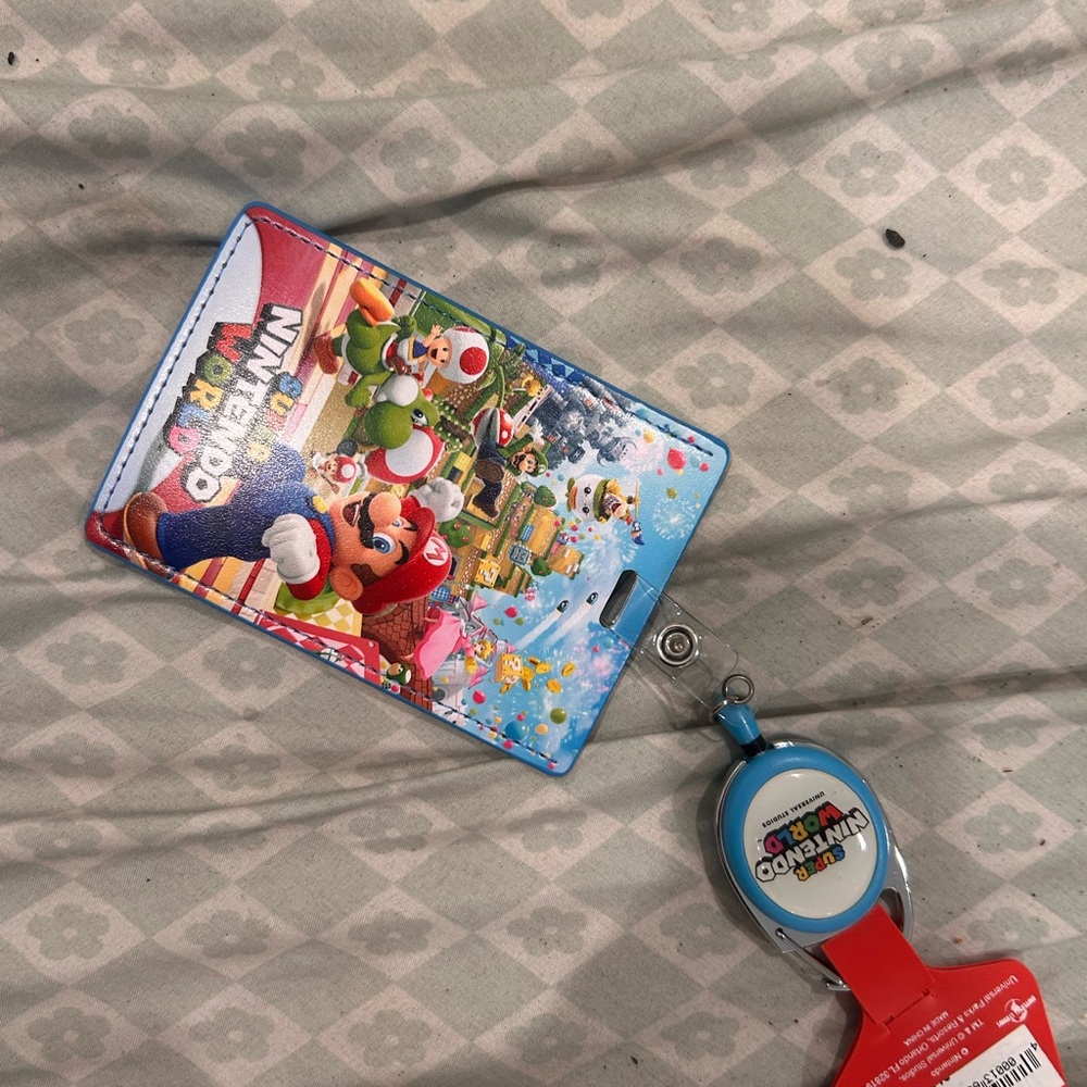 Super Nintendo World Mario Lanyard Badge Holder - Blue/Red